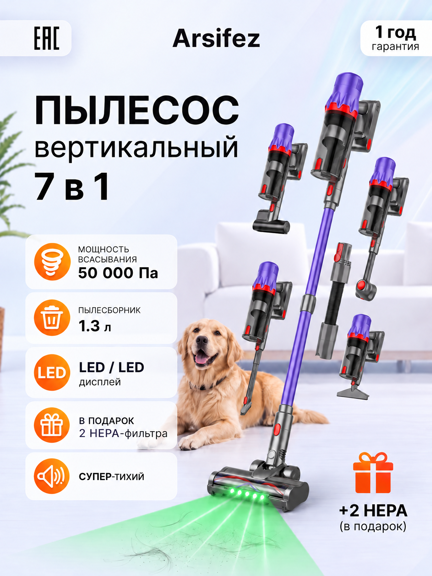 Пылесос вертикальный беспроводной, пылесос для дома Ддерюлек XIAOMI, Машинка для груминга питомцев, Съёмный аккумулятор