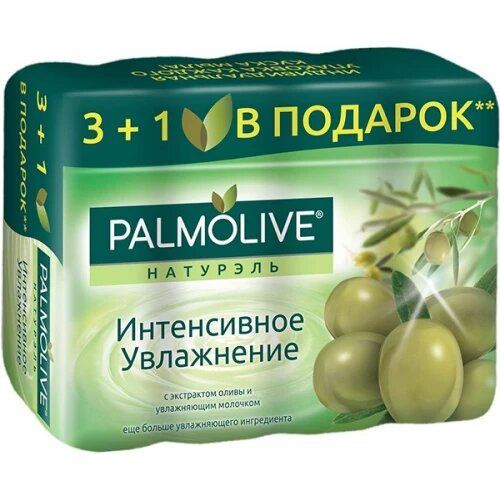 Palmolive Туалетное мыло Palmolive (Палмолив) Натурэль Интенсивное увлажнение с экстрактом Оливы и увлажняющим молочком, 4*90 г