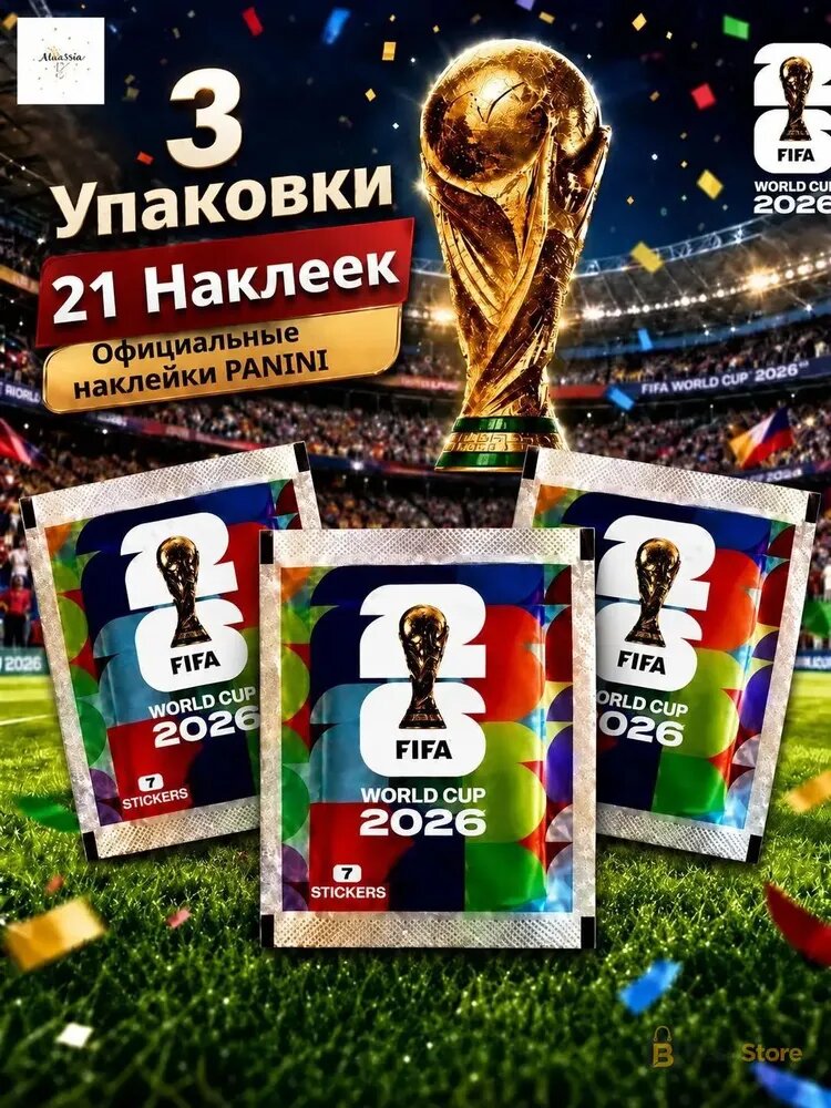 Коллекционные стикеры Panini FIFA World Cup 2026, бокс наклеек игроков ЧМ 2026
