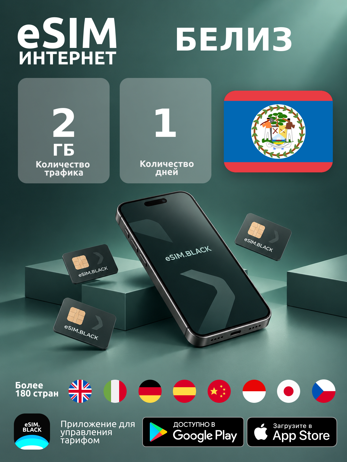 Белиз/1 день/2 ГБ - eSIM для мобильного интернета ( iPhone | Android ).