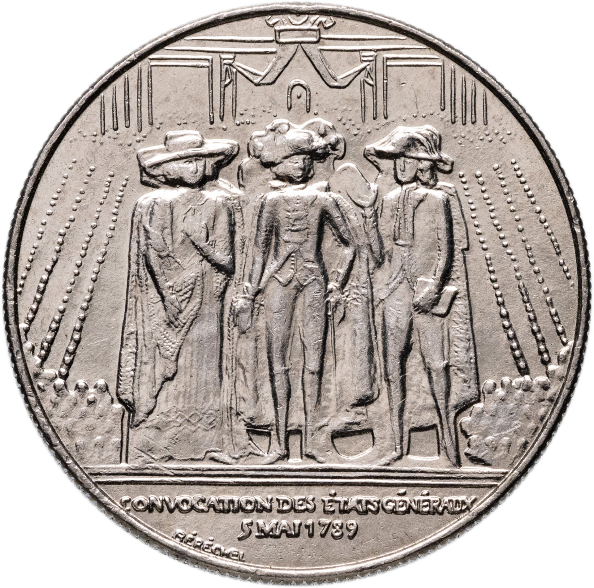 Франция 1 франк franc 1989 "200 лет Генеральных штатов", Никель, в сохранности XF