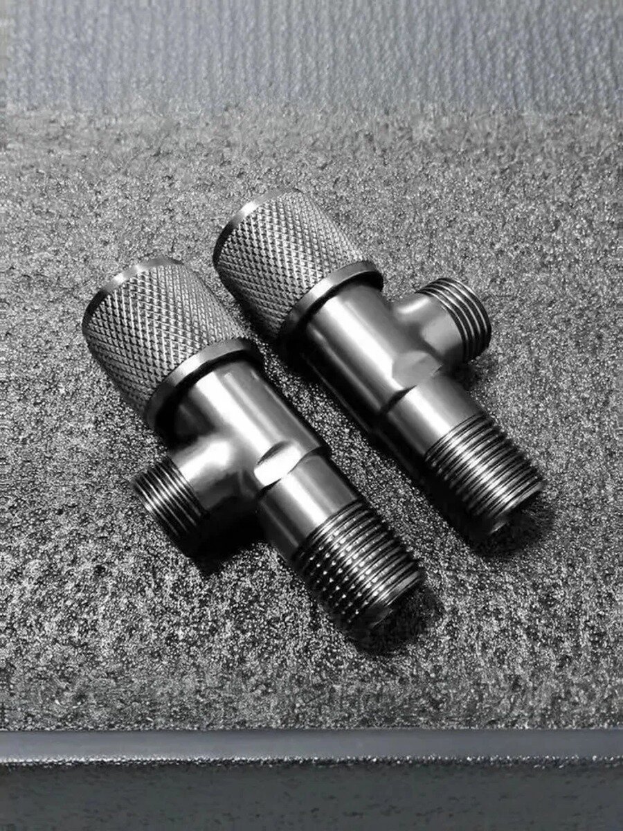 Комплект вентилей угловых (пара) TIM 1/2" x 1/2" (НР/НР, с отражателем, нержавеющая сталь)