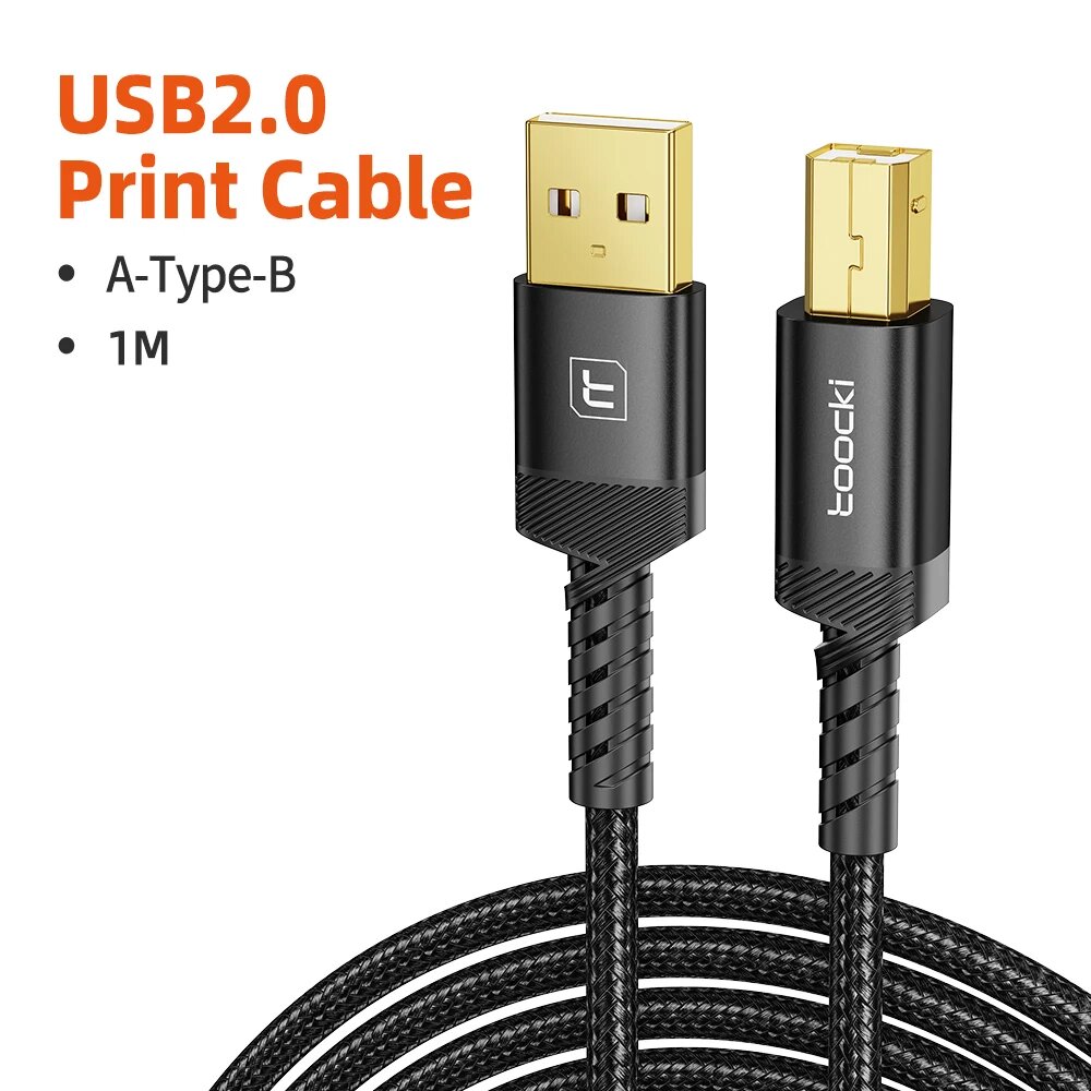 Toocki кабель USB для принтера USB A/C - Type B 2.0 2Pcs, USB-Type B 1m