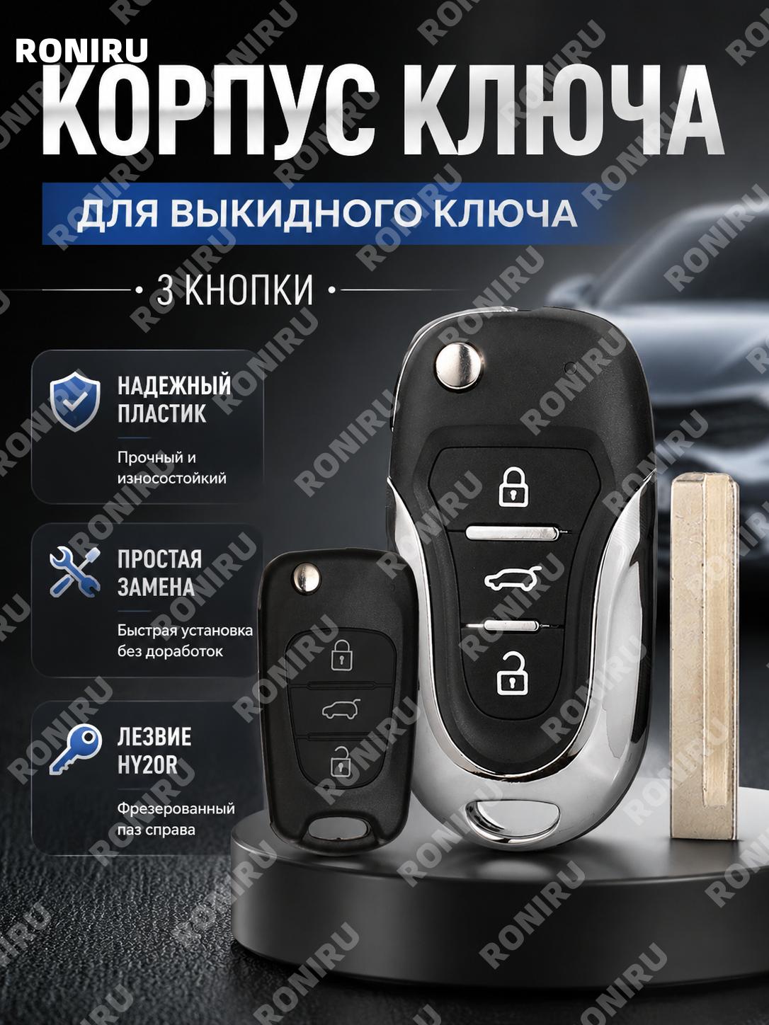 Лезвие автоключа HY20R-立铣右槽, пластиковая заготовка с правым пазом для замены элемента ключа автомобиля для ремонта
