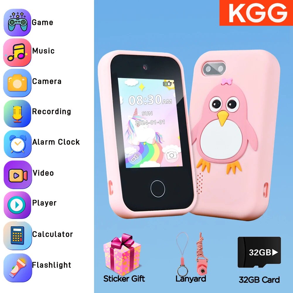Детский смартфон KGG розовый 32 ГБ с играми