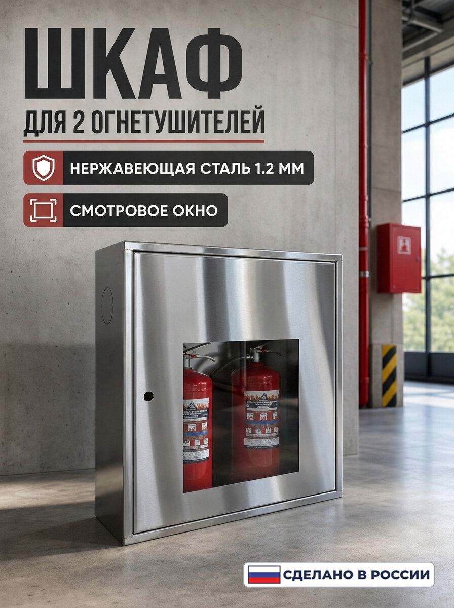 Шкаф для огнетушителей с окном 500х400х200