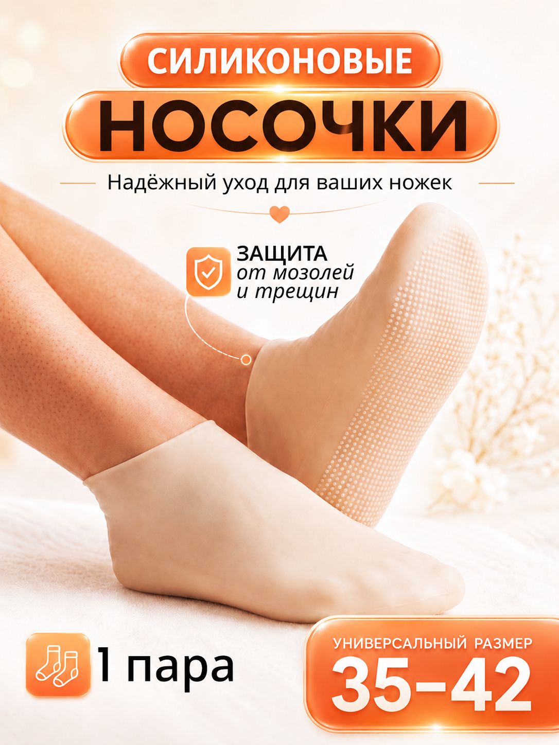 Силиконовые увлажняющие носки для ног, маска для ног, восстанавливающие носочки для педикюра
