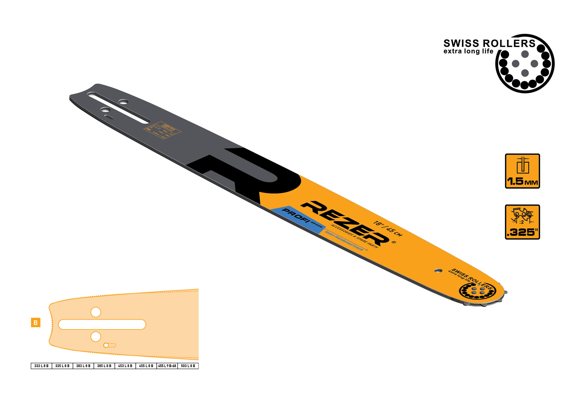 Profi 455 L 8 B, сварная (Hus-154, 254, 257, 262; Парма 2М стар. обр. 0,325", 18"-72зв.) Rezer