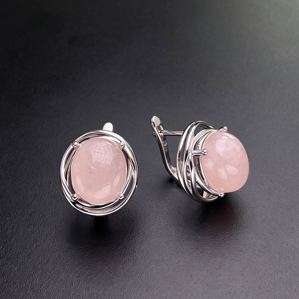 Серьги клипсы, кахолонг