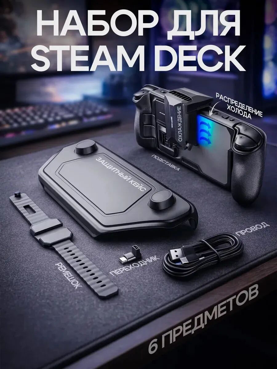 Модульный чехол + вентилятор охлаждения для Steam Deck