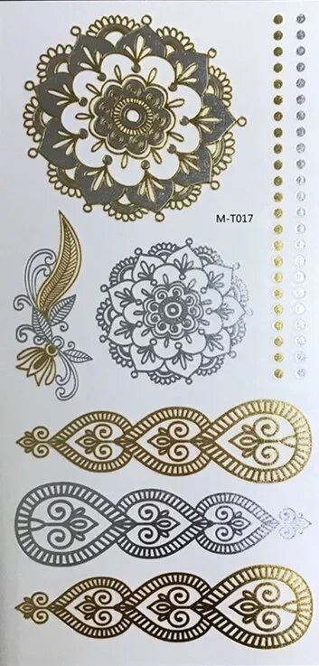 Временные татуировки Boho золотые, цвет 017