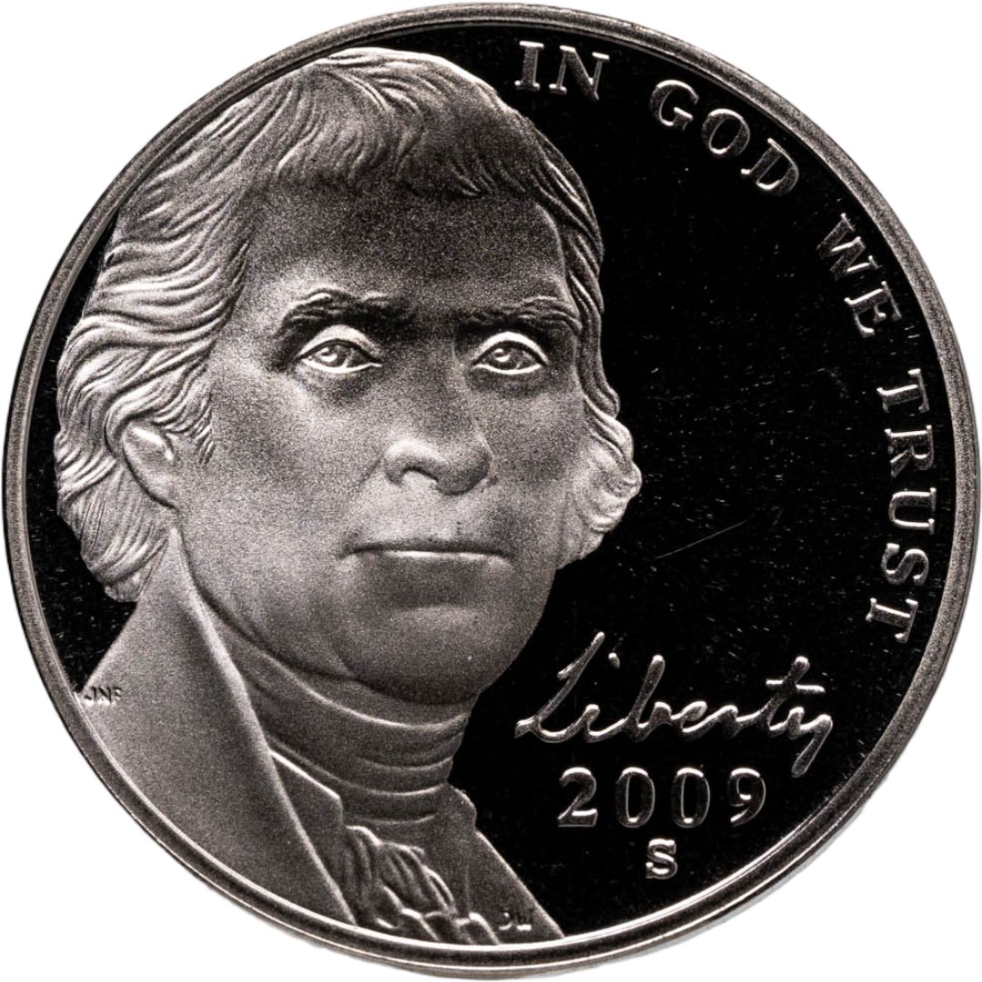 США 5 центов cents 2009 S Proof "Return to Monticello Jefferson Nickel Джефферсон" знак монетного двора "S" - Сан-Франциско, Мельхиор медь-никель