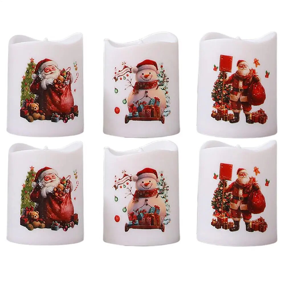 Набор из 6 светодиодных рождественских свечей Santa Claus Snowman