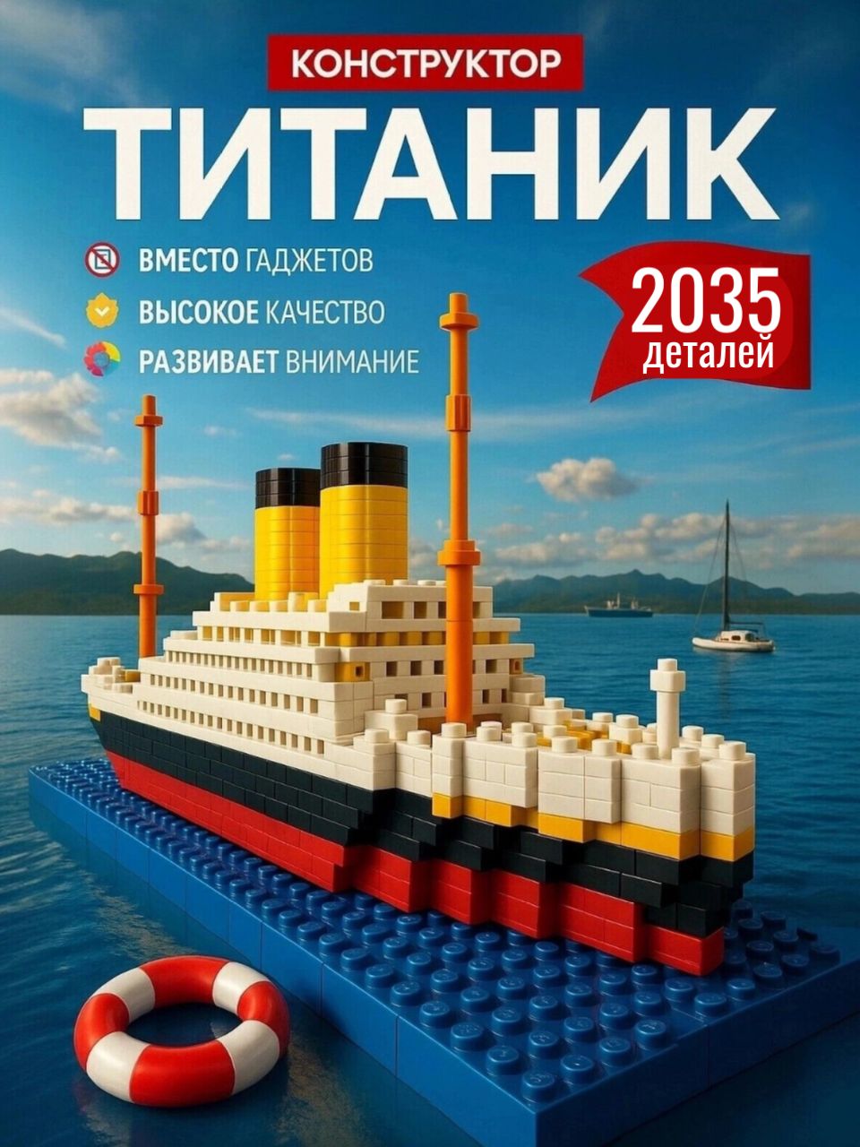 Конструктор для мальчика Титаник 2035 деталей.