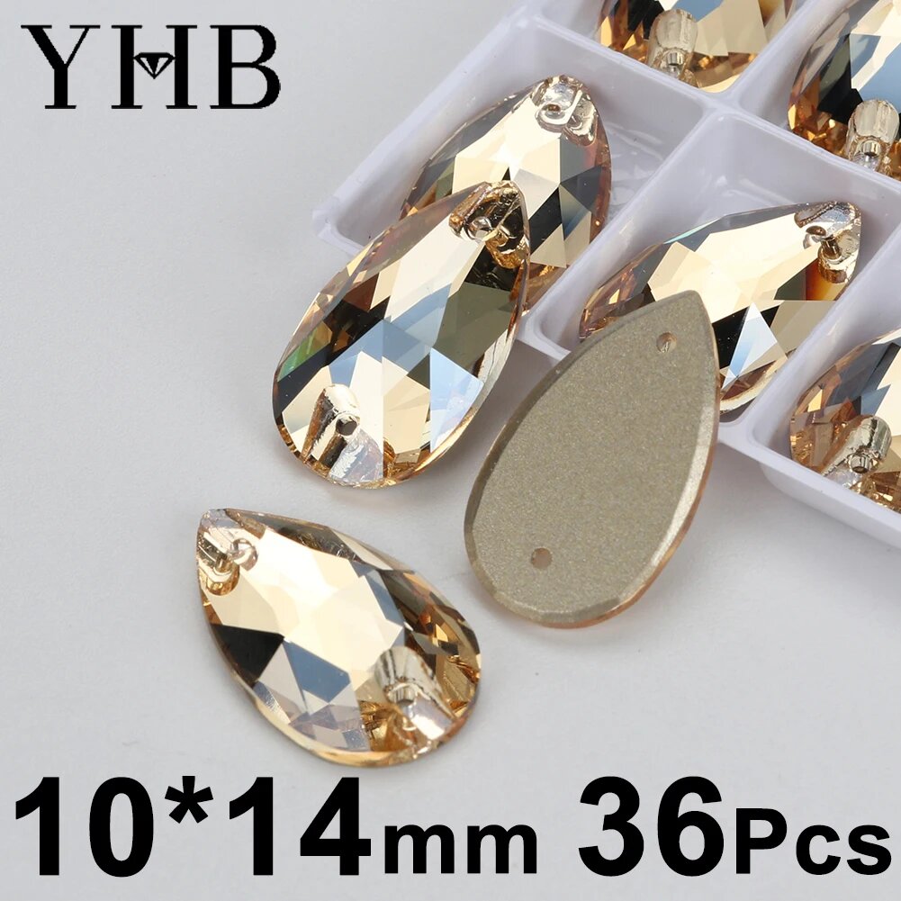 Стразы YHB Drop 10X14mm Golden Shadow