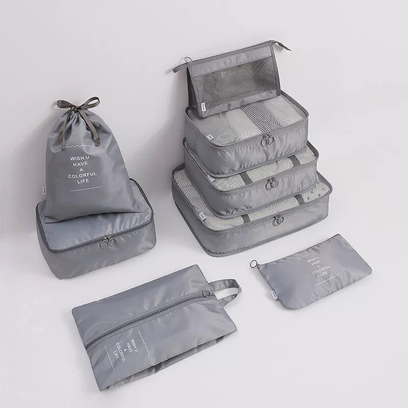 MUJI Японский импортный толстый дорожный комплект хранения 8 предметов, сумки для одежды и багажа, серый цвет, прочная
