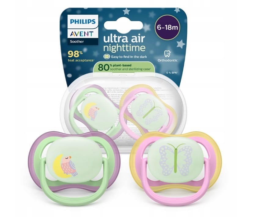 Пустышка Philips Avent Ultra Air Nighttime, 6-18 месяцев, 2 шт