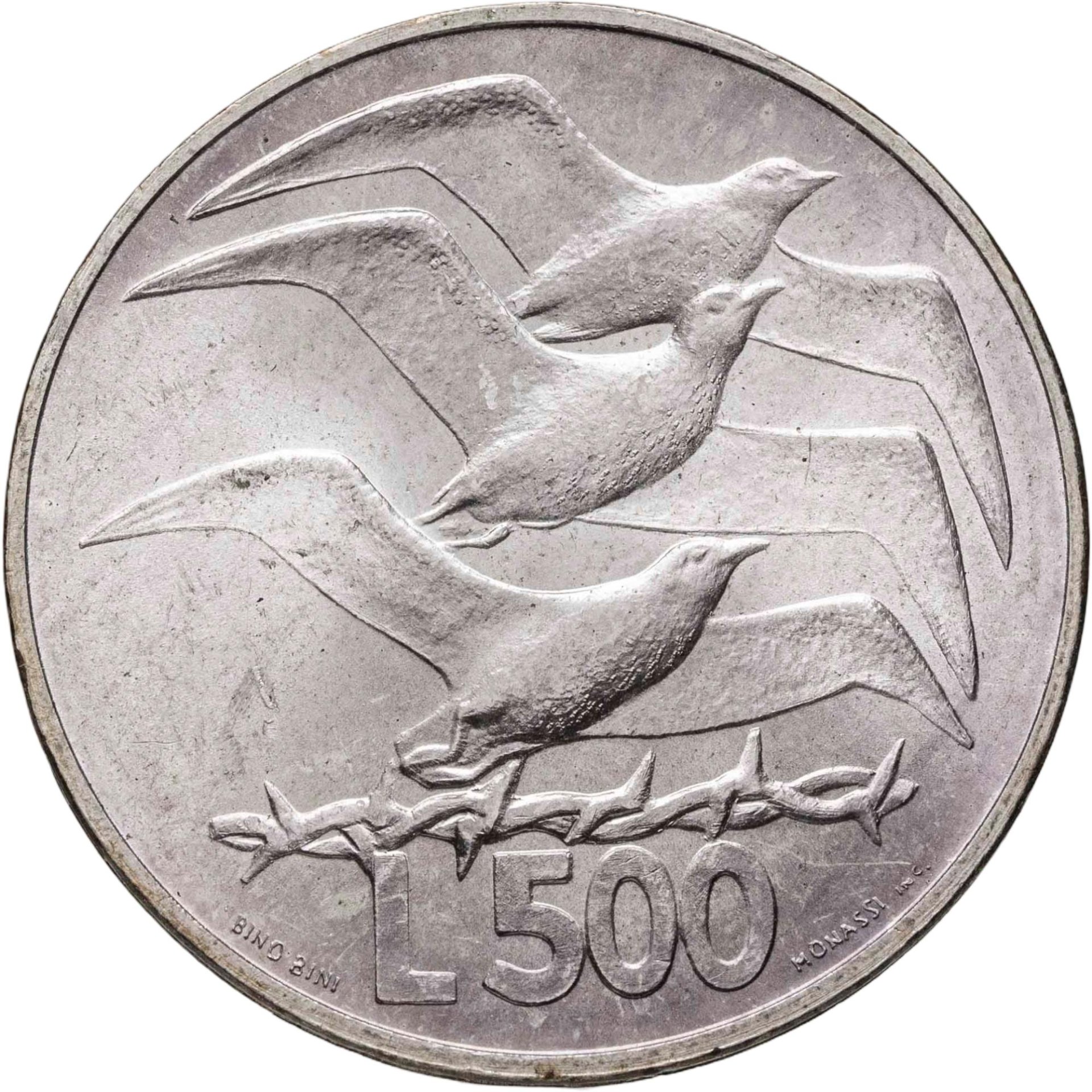 Сан-Марино 500 лир lire 1975 "Любовь у животных", Серебро 835, в сохранности UNC