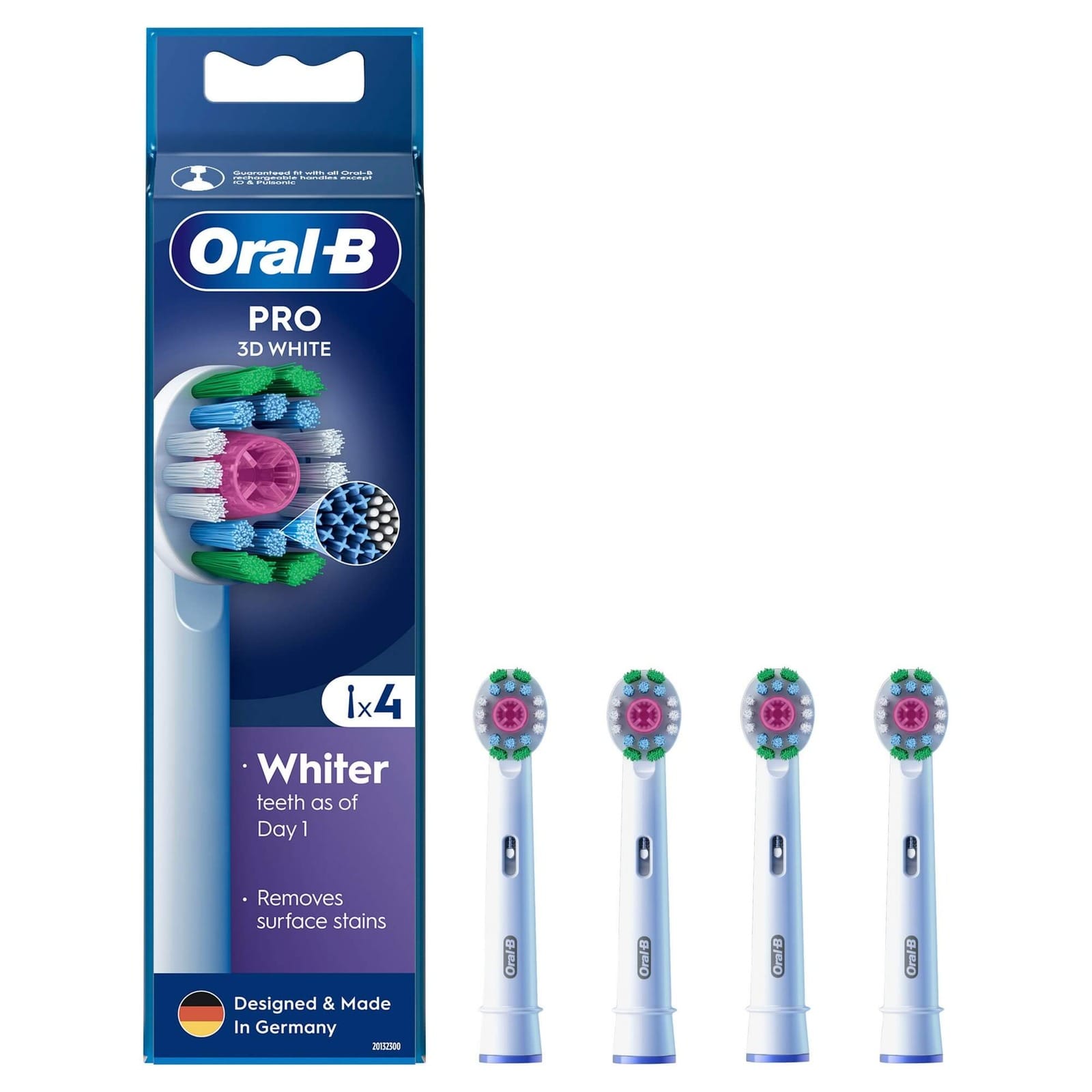 Насадка для электрической зубной щетки Oral-B 3D White, белый, 4 шт
