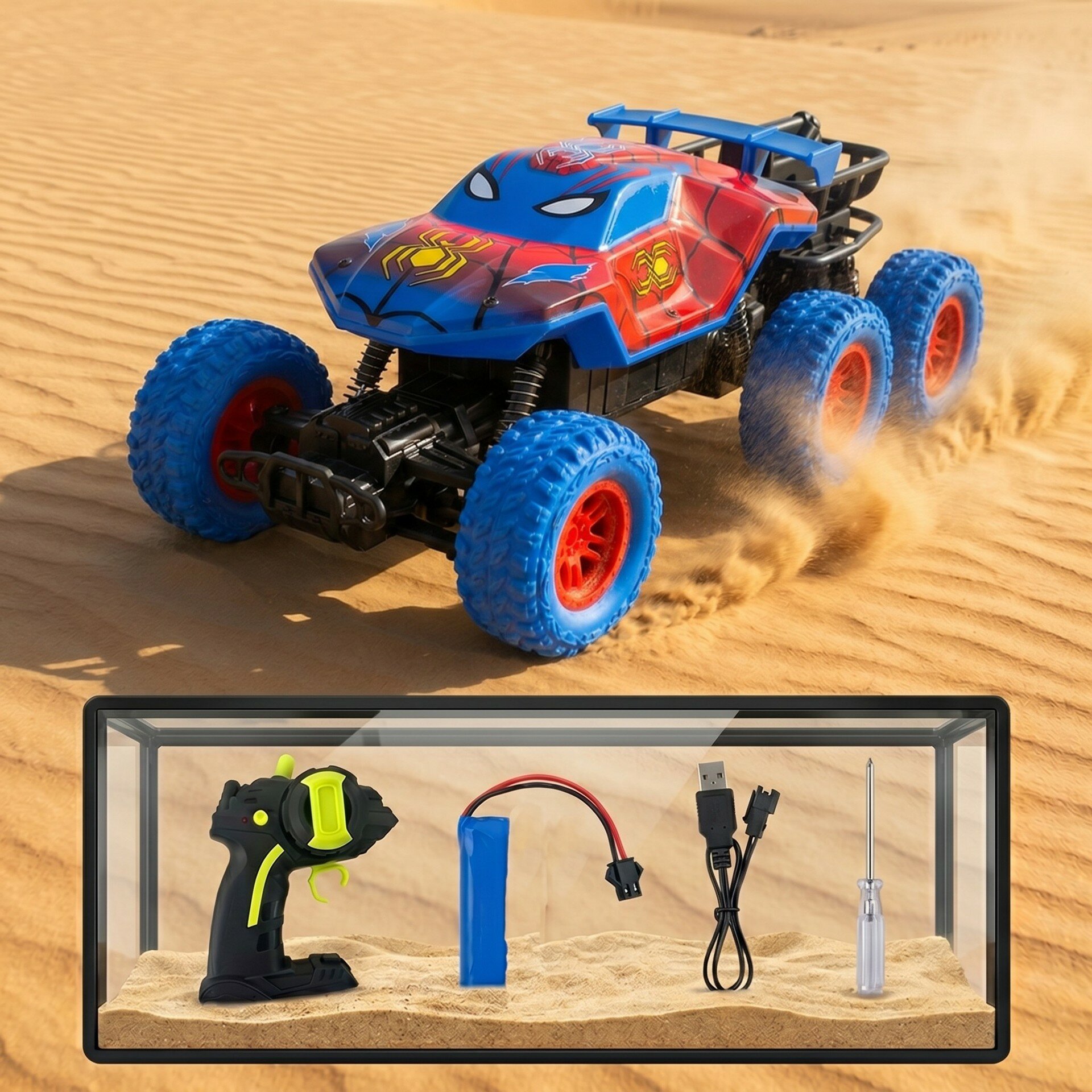Детская RC машина паук 6 колес 4WD 2.4G, внедорожник для скалолазания с крупными колесами, игрушка для мальчиков