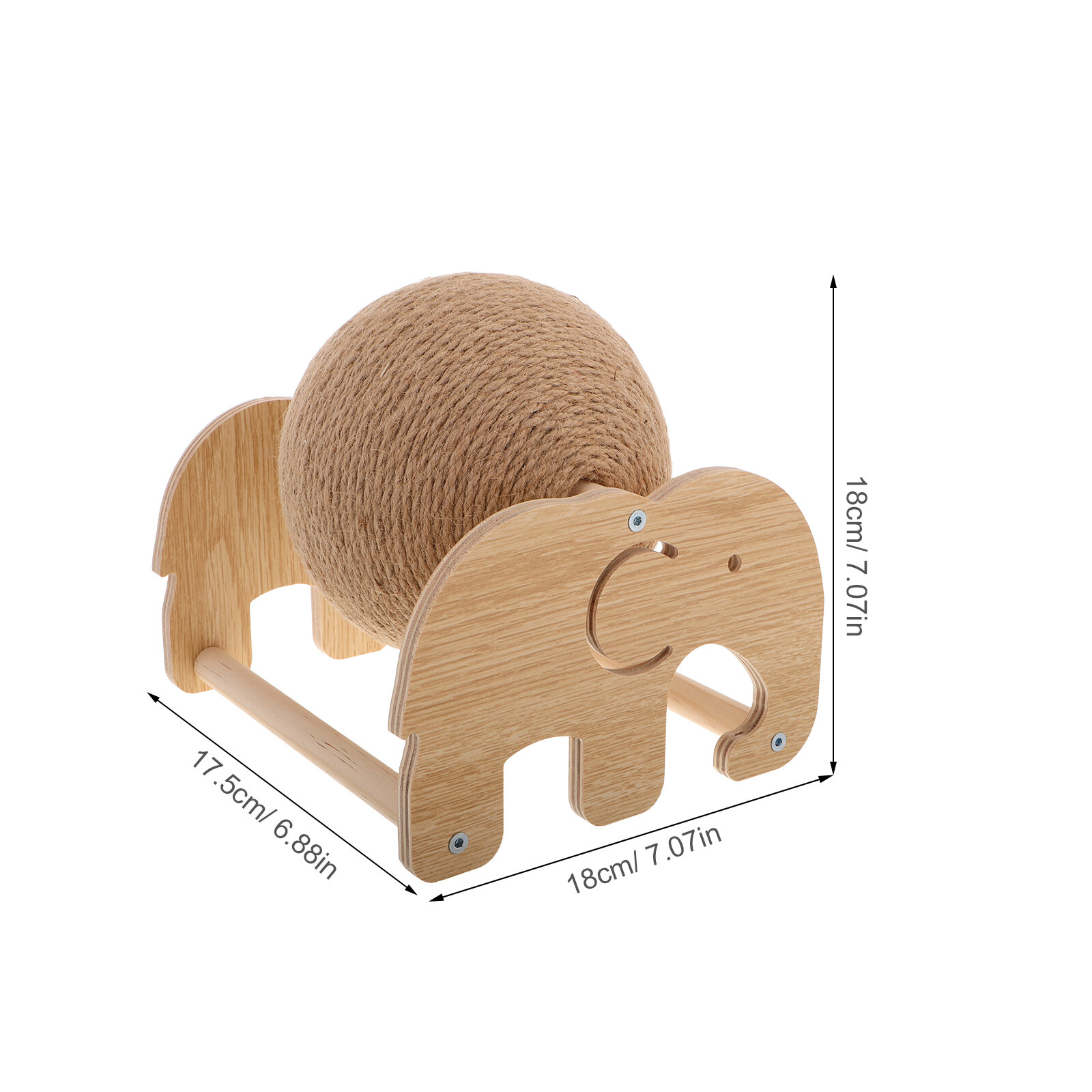 Игровой скрatcher с шаром из sisal, стимулирует активность, прочный материал, размер 18x18x17.5 см