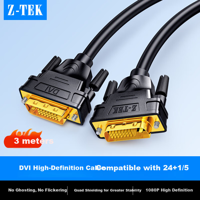 Z-TEK Инженерный класс DVI-D мужской-мужской 3м цифровой высококачественный видеокабель 24+1/5 штепсель для
