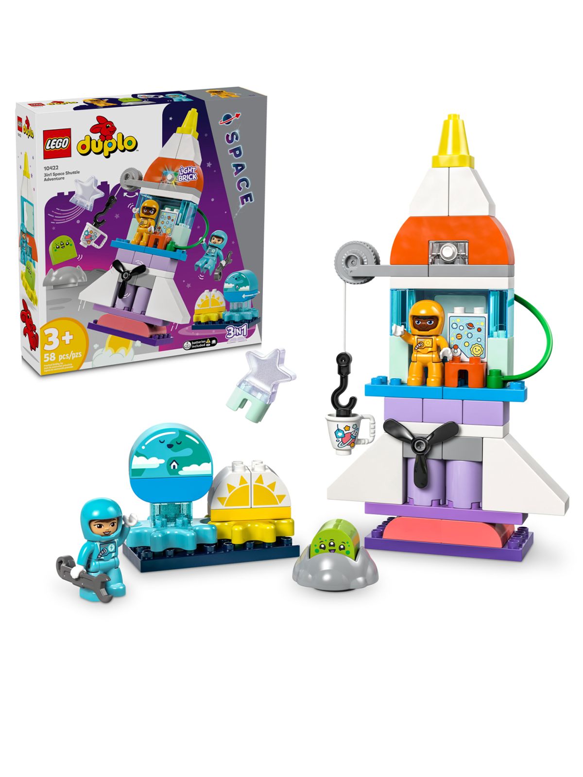 Конструктор Лего Дупло Космос Приключение на космическом шаттле 10422 | LEGO DUPLO 3in1 Space Shuttle 10422 58 дет 3+