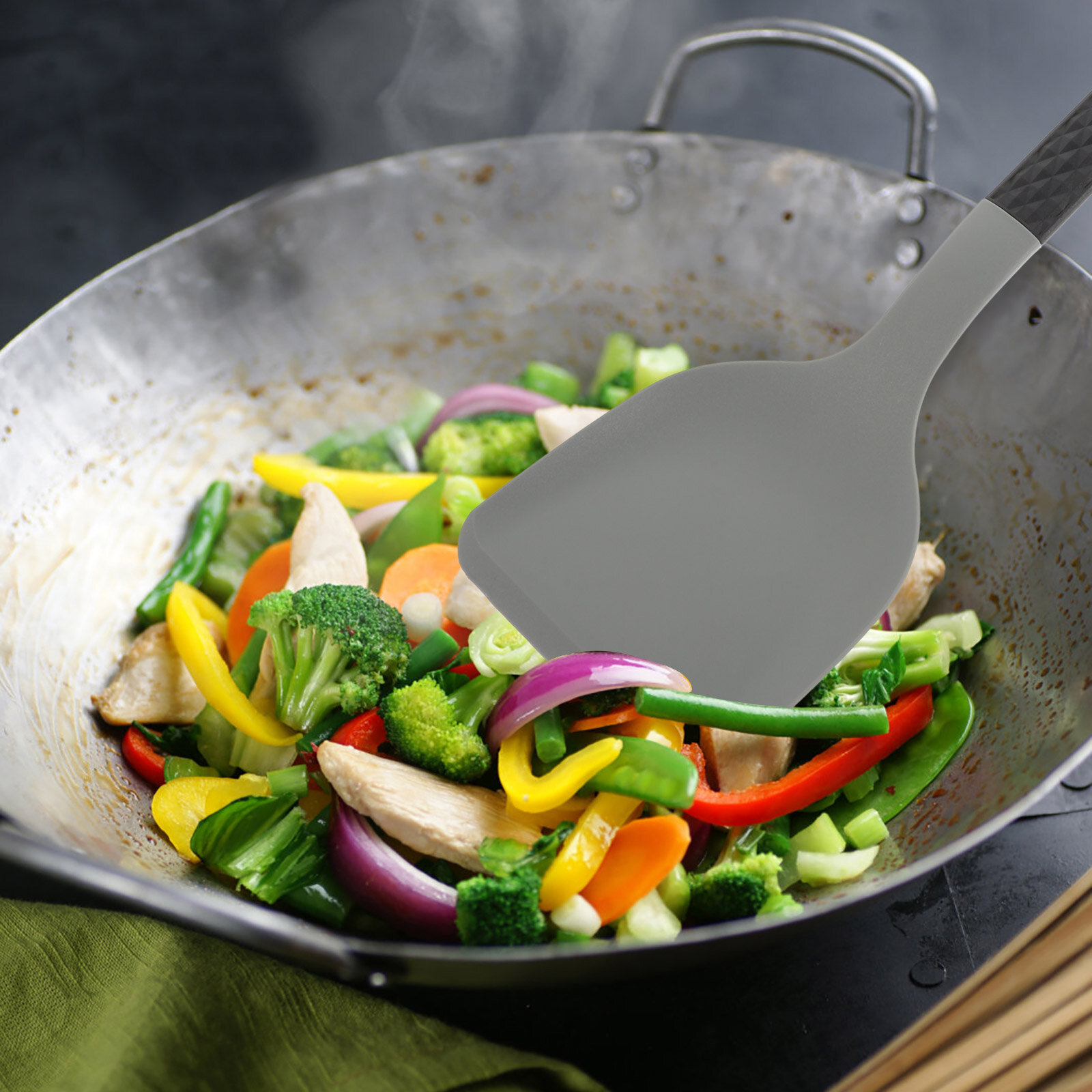 Silicone Spatula Для Нержавеющей Посуды Устойчивая К Теплу 35 50X9 00X1 00Cm