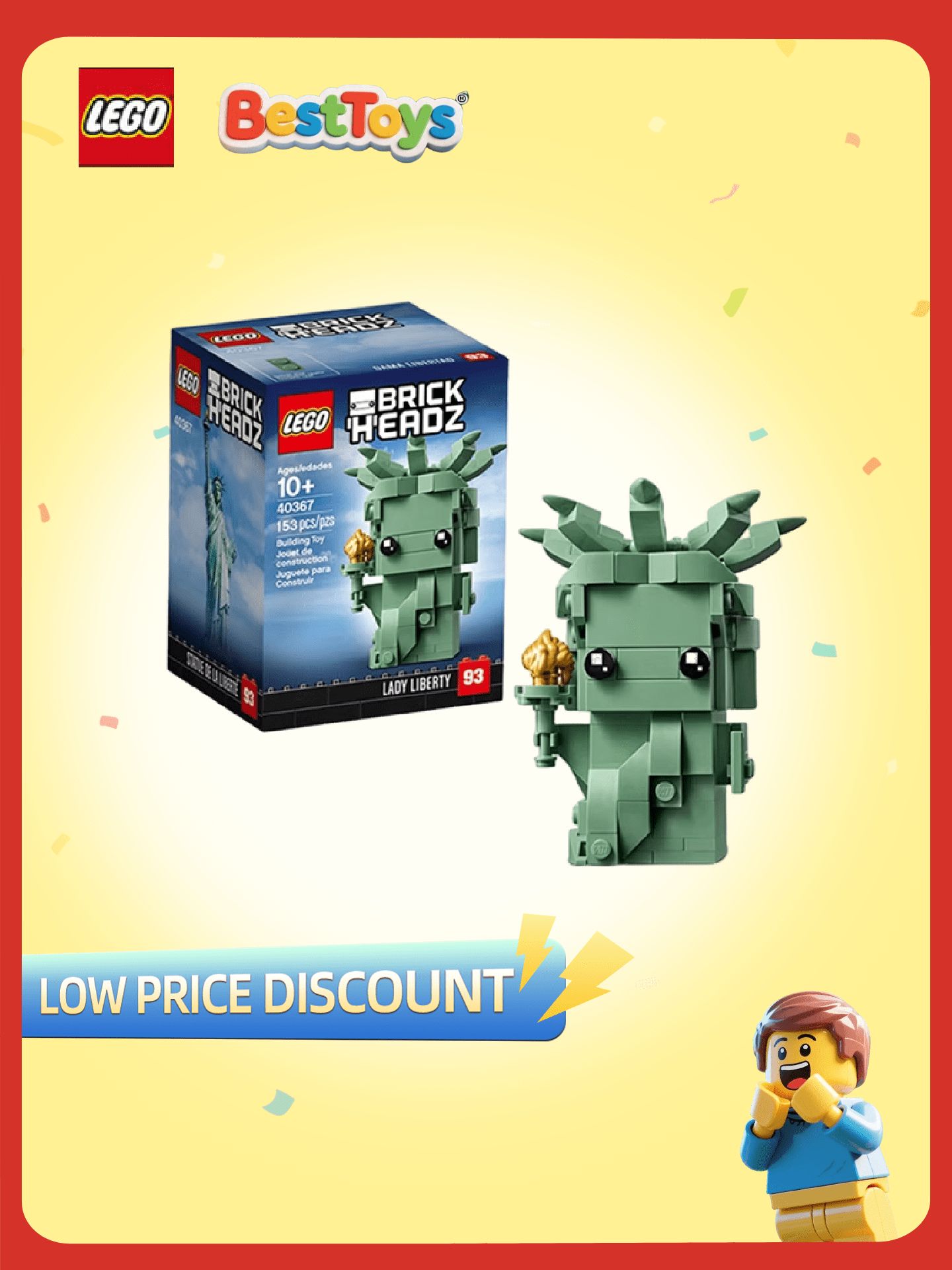 Лего BrickHeadz серия, LEGO Конструктор, лего 40367 Дональд Дак, Конструктор lego для мальчиков и девочки,10+,153