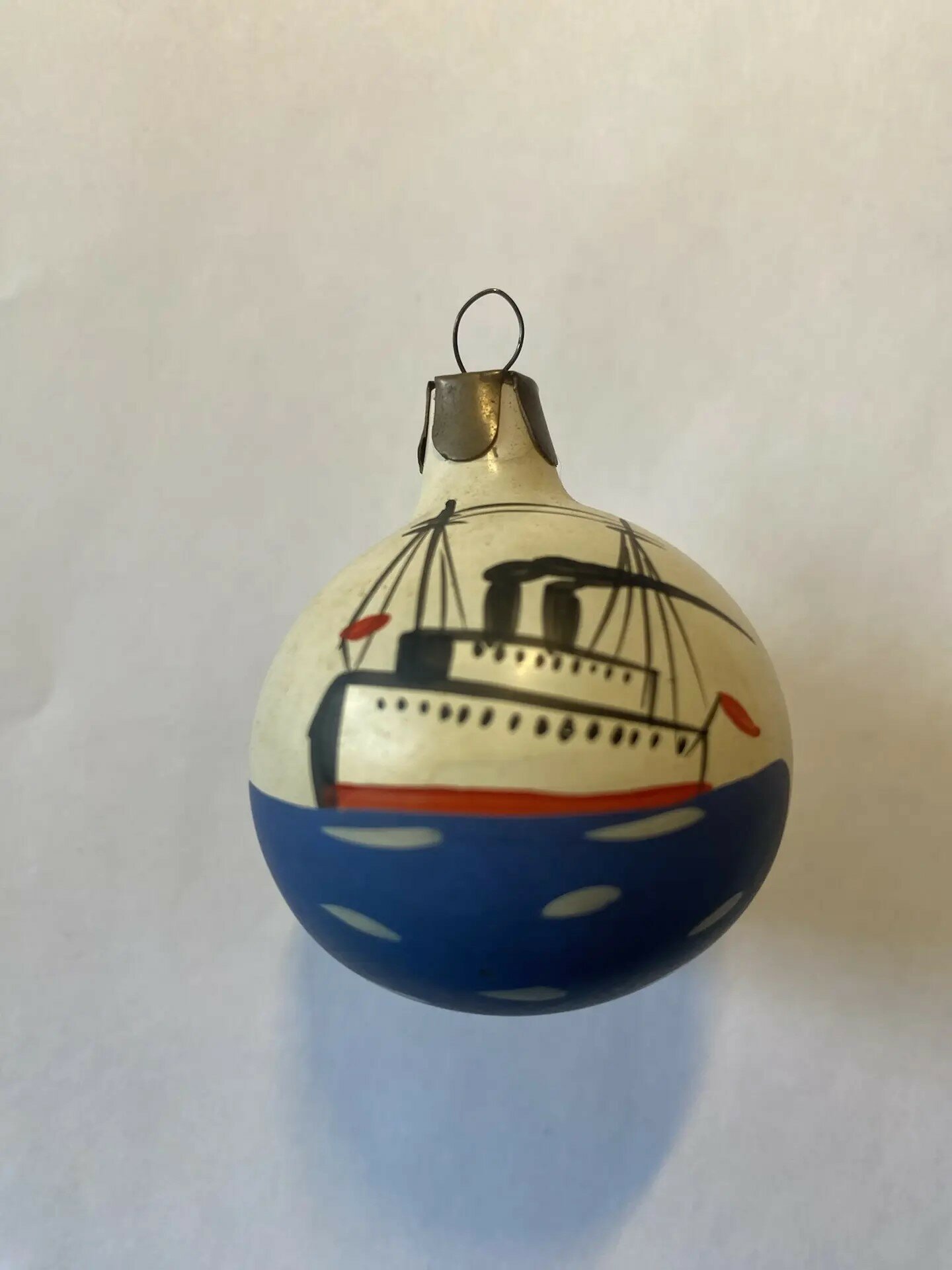 Елочная игрушка Шар 5см "Ледокол Красин" , 1930-е гг. люкс , редкость !