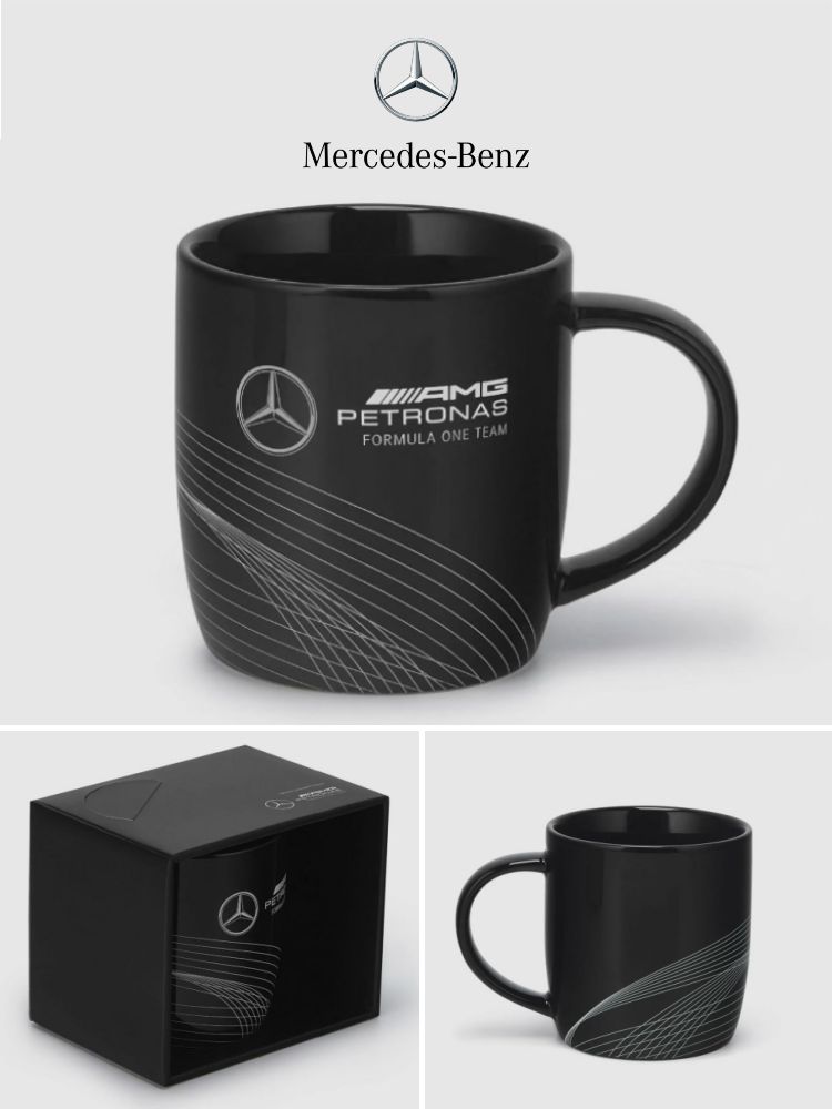 Кружка Mercedes AMG Petronas F1 350 мл черная керамическая с логотипом команды