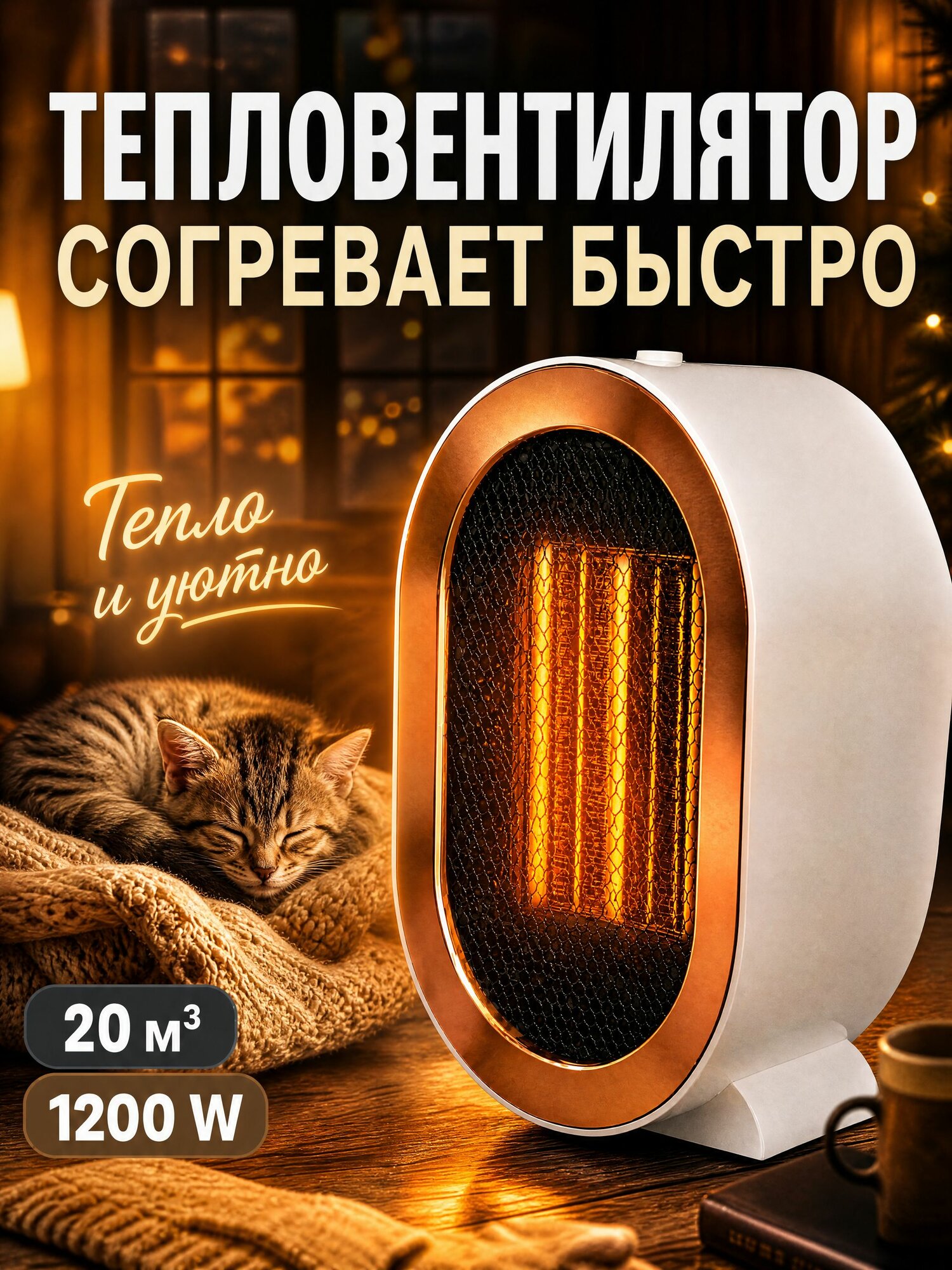 Тепловентилятор напольный для дома электрический, ветерок
