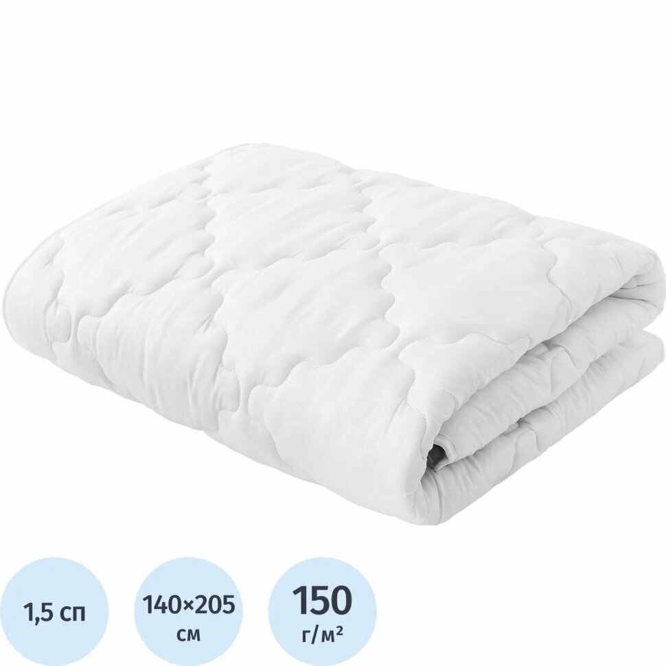 Одеяло 140х205см, Стежка, (Полиэстер/Полиэстер), 150г/м2, Белая ветка, 1772650