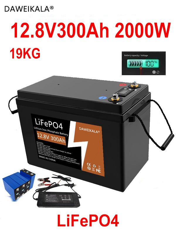 Аккумулятор LiFePO4 DAWEIKALA 12.8V 300Ah, 2000Вт, литий-железо-фосфатная батарея, 7000 циклов для солнечных систем, дома, кемпера