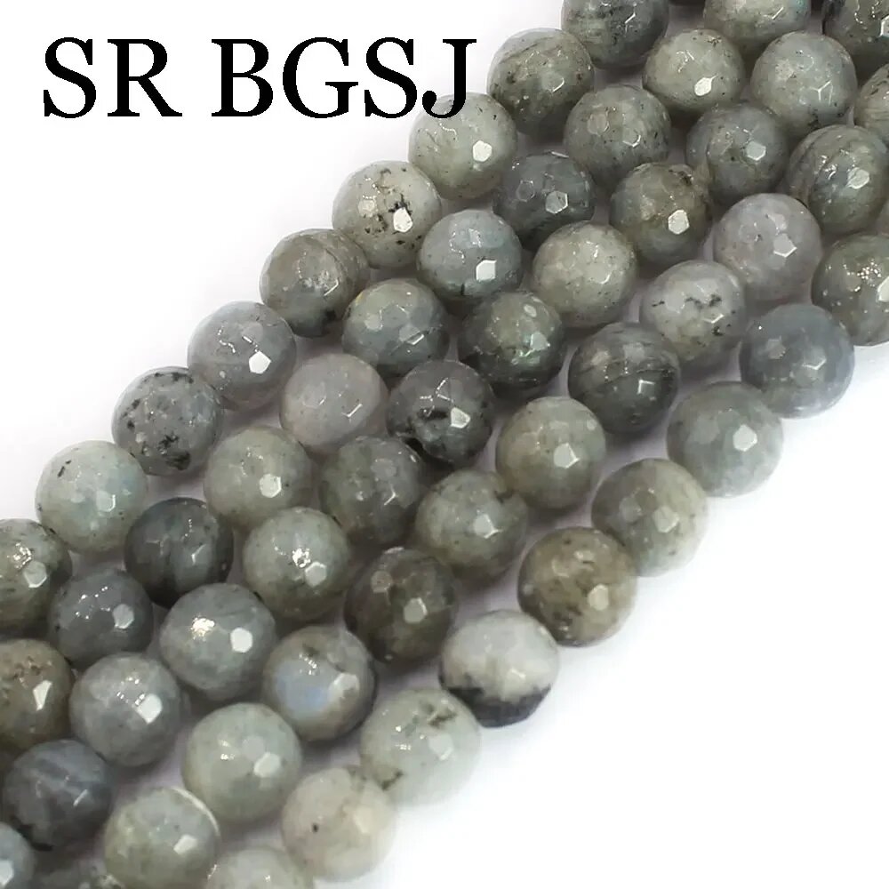Бусины из лабрадорита, ларвикита и лунного камня 8mm faceted