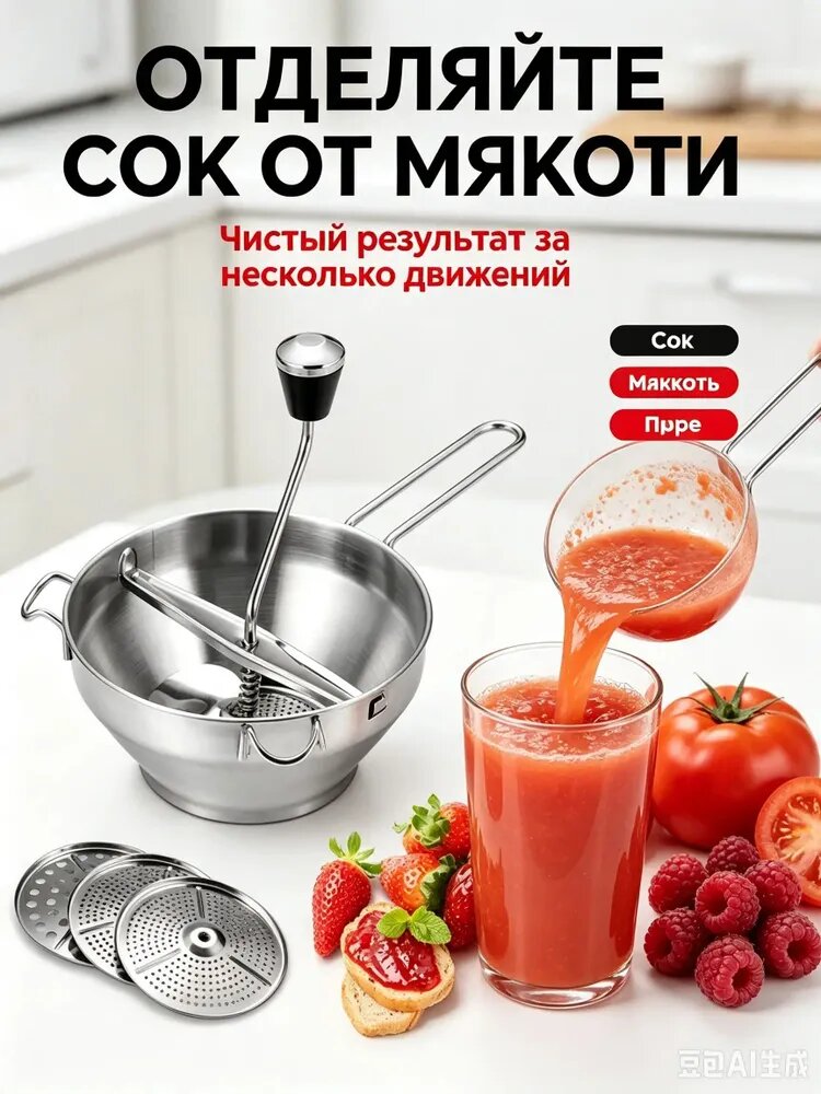 Протирка овощей, фруктов, ягод, диаметр 24 см, 4 предм.