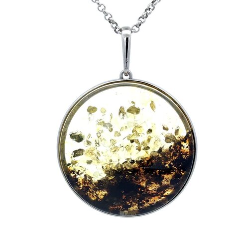 фото Подвеска diamant online, серебро, 925 проба, родирование, янтарь, размер 3.3 см., микс