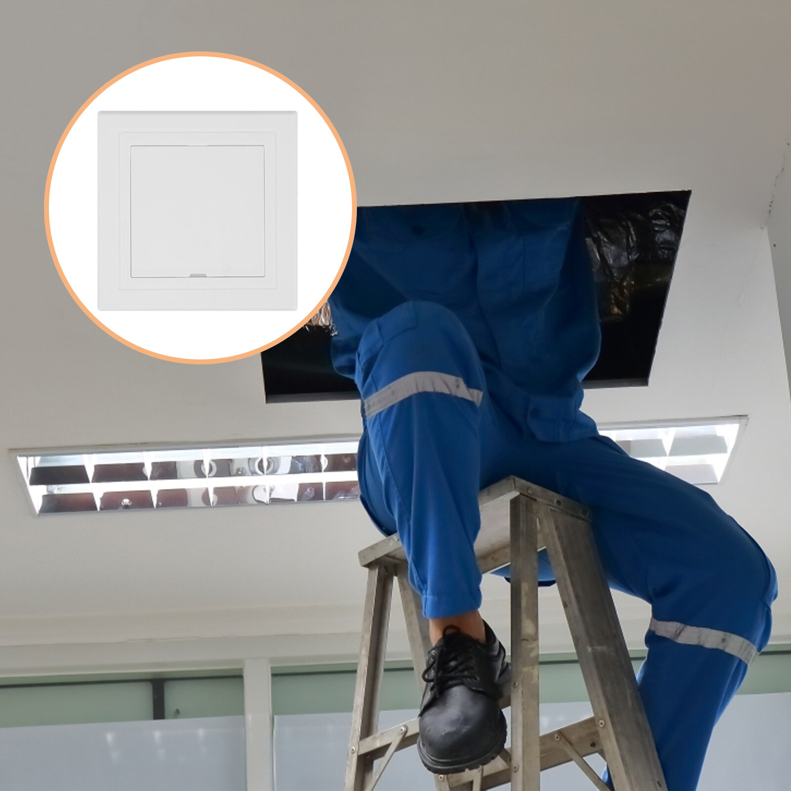 Панель Доступа Для Сухой Стены Размером 12.80X12.80X2.50Cm Белого Цвета Из Абс Материала Для Вентиляции И Трубопроводов