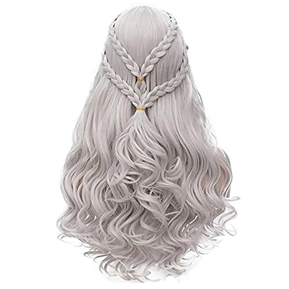HAIRJOY Синтетический парик серебристый длинный плетеный женский