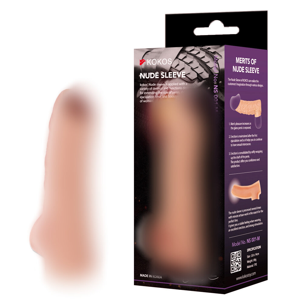 Насадка реалистичная "Nude Sleeve" из TPE, телесный цвет, размер 14х3.8см, для объема и новых ощущений