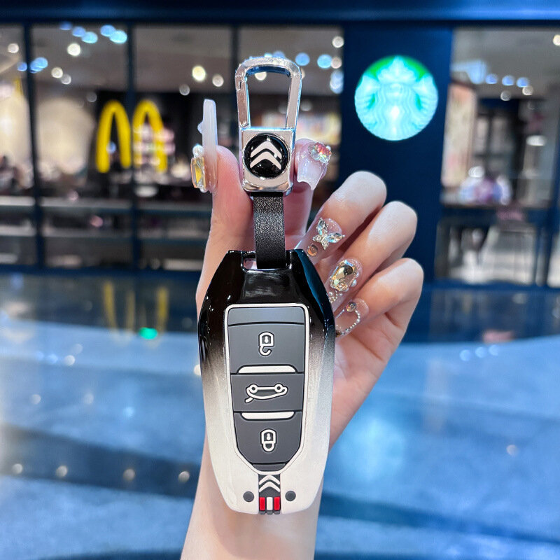 Ключевой чехол для Citroen C4L C3 C5 - черный, белый, серый с шнуром - упаковка в OPP-мешок