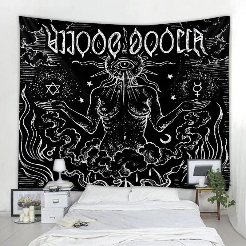 Гобелен Sun Moon Skull 90x75cm, Темно-серый