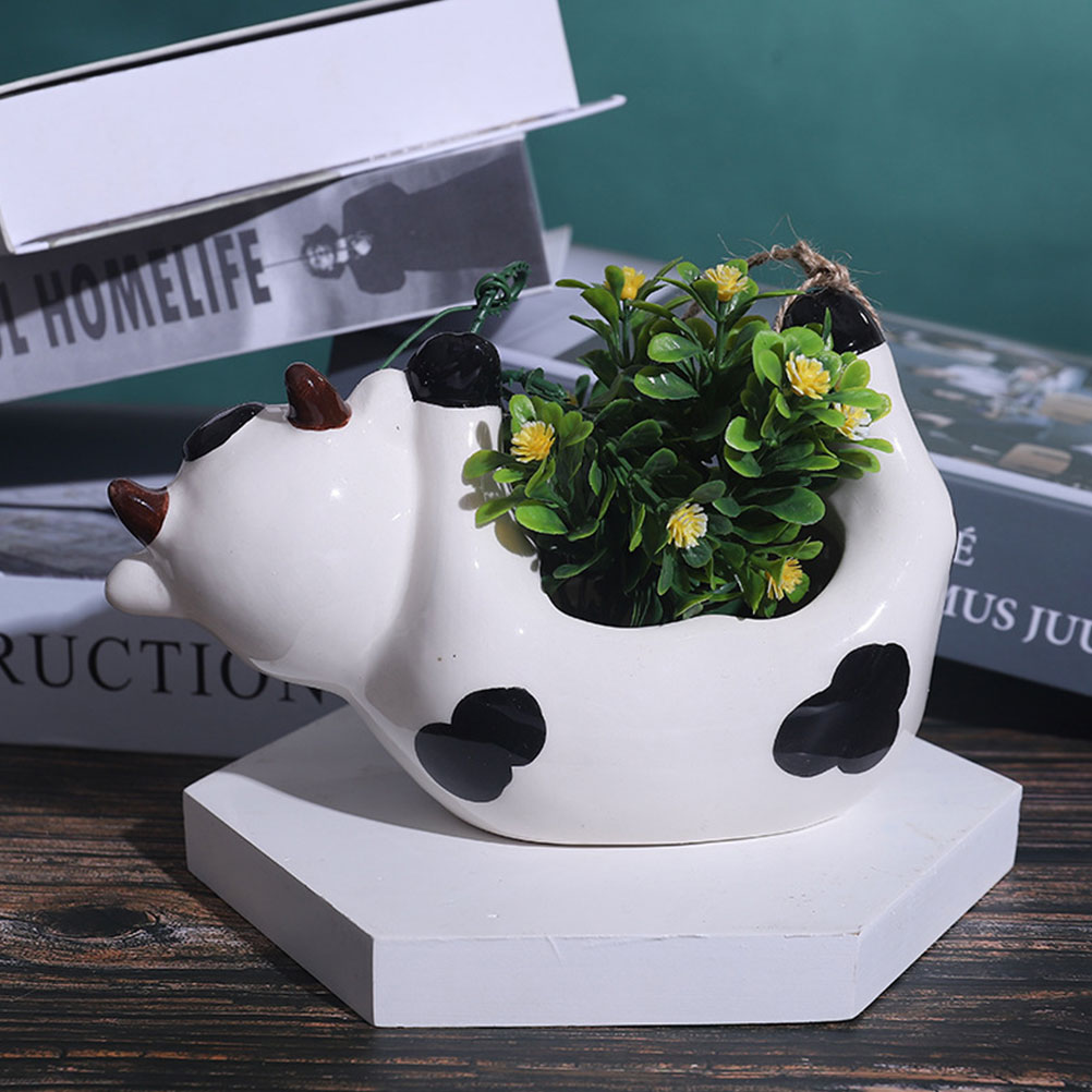 Цветочный Горшок В Форме Коровы Для Суккулентов 1 Шт Черный 16x9cm