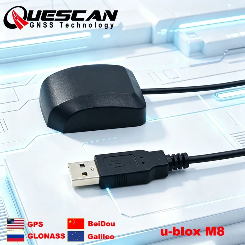 QUESCAN QU33N USB GPS-приемник GNSS u-blox M8 ГЛОНАСС Galileo, 100 г, разъем для внешней