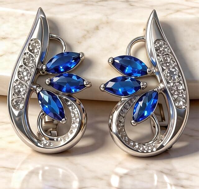 Серьги Эстерелла, серебро, 925 проба, родирование, фианит