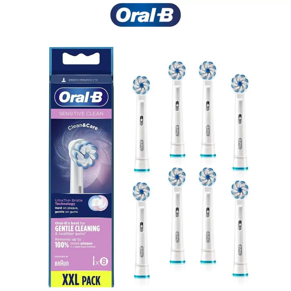 Насадки-щетки Oral-B, набор из 8 шт, Oral-B Sensitive Clean EB 60-8, Для чувствительных зубов и десен.