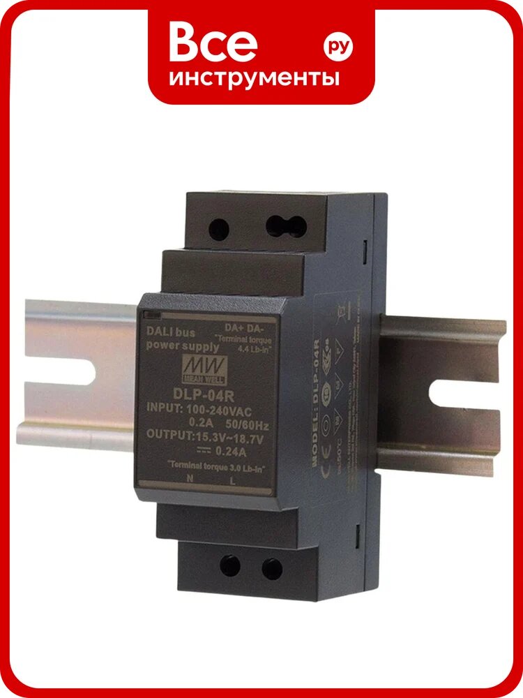 Блок питания для шины DALI Mean Well DLP-04R на DIN-рейку, с LED-индикацией 3.84 Вт 16 В, 2738612