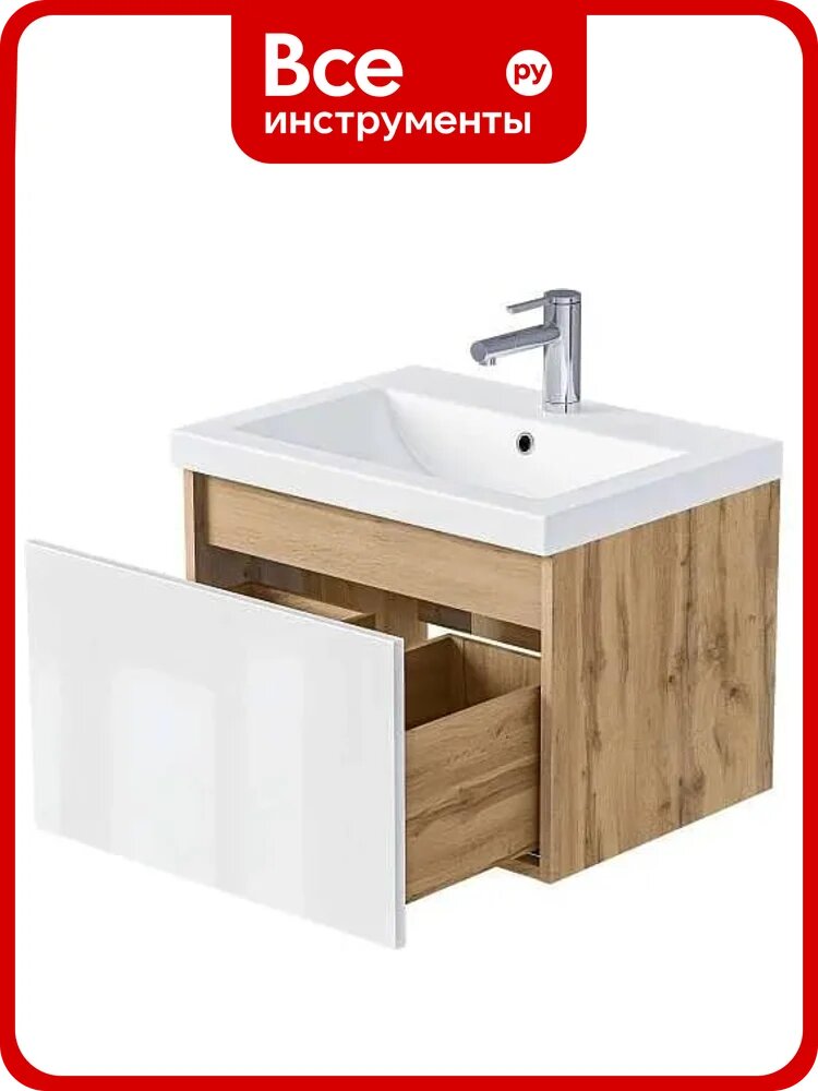 Тумба 1Marka Aris mini 60П (590х400х447) 1я дуб вотан/белый глянец Ц0000042282