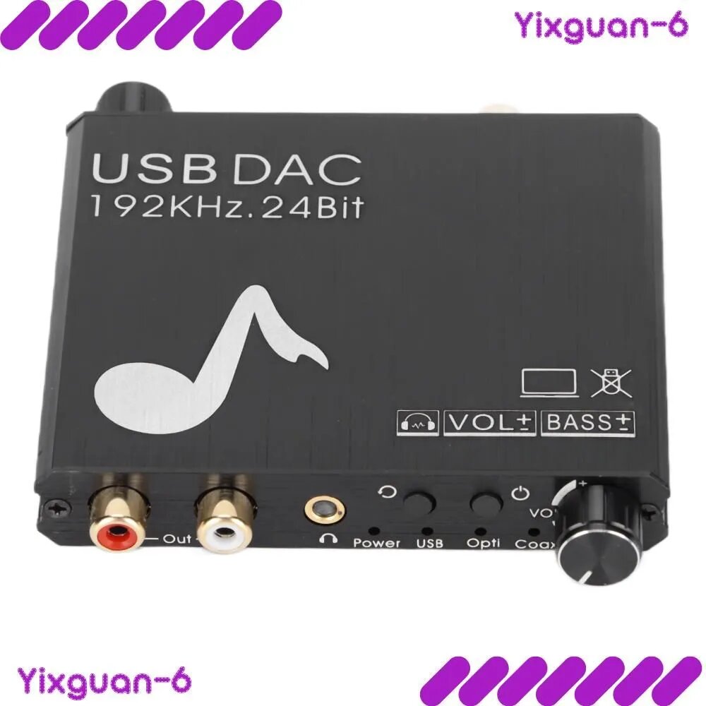DAC аудио конвертер, 24-бит, с контролем громкости и баса, для домашних кинотеатров и PS3