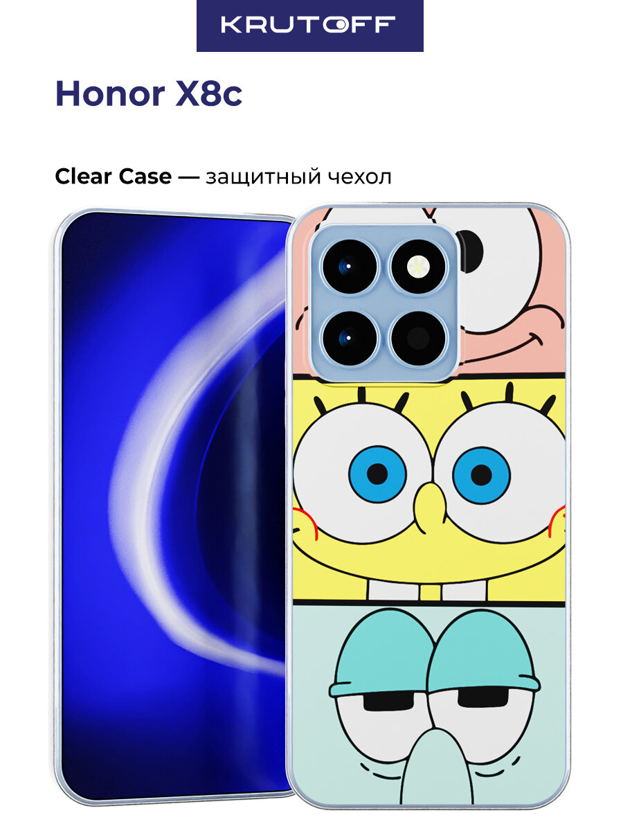 Чехол-накладка Krutoff Clear Case Мультик губка боб для Honor X8c
